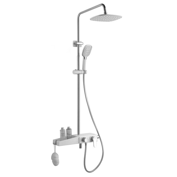 Душевая стойка Azario AZ-801, белый/хром, Цвет производителя: хром, белый - фото 