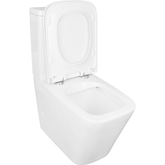 Унитаз-компакт безободковый Azario Quadro AZ-2175 с крышкой микролифт, Цвет производителя: белый - фото 3