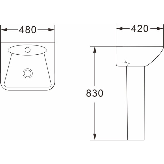 Раковина с пьедесталом Azario Elana 48 см AZ-334P - фото, картинка 6 Раковина с пьедесталом Azario Elana 48 см AZ-334P - фото 6