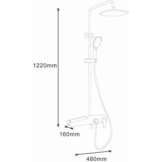 Душевая стойка Azario AZ-801-2, черный/золото, Цвет производителя: чёрный, золото - фото 6