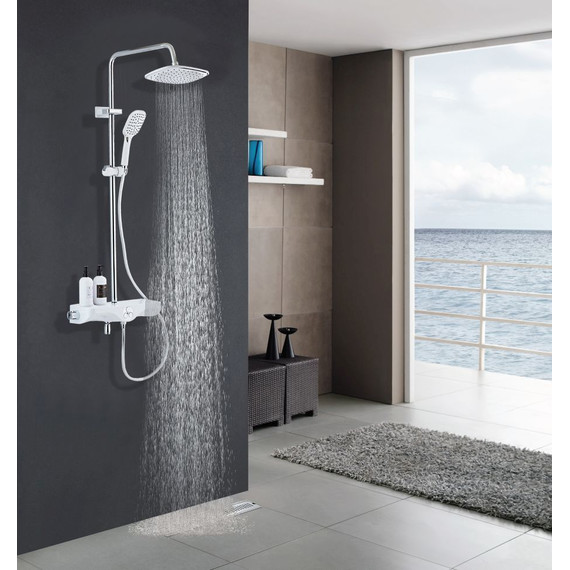 Душевая стойка с термостатом Azario AZ-821, хром/белый - фото 5