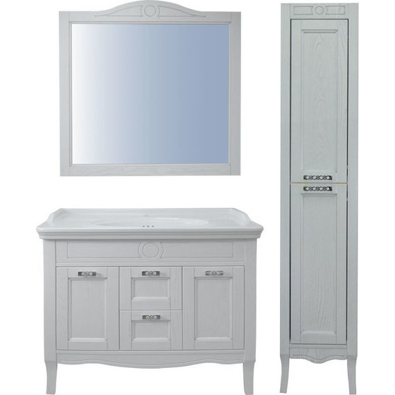 Пенал напольный Azario Carolina 40 см, универсальный, белый/серебро - фото 3