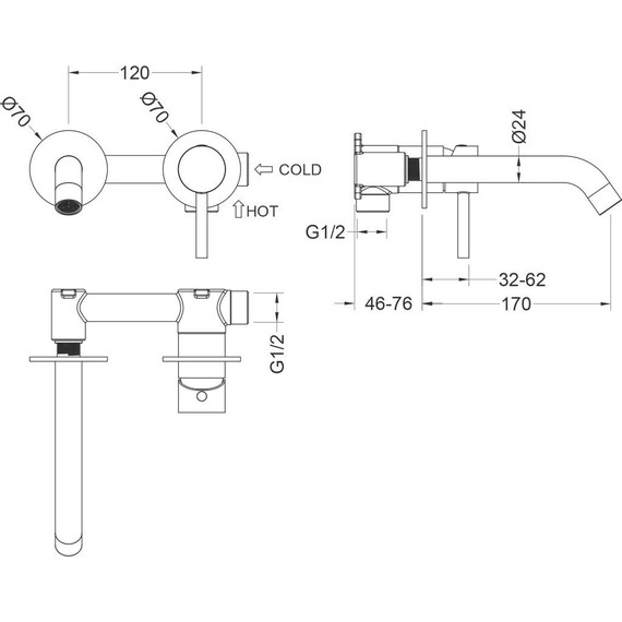 Смеситель для раковины настенный Timo Saona 2372/03SM, черный матовый - фото 6