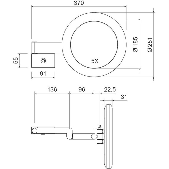Зеркало косметическое настенное Timo Petruma 15276/03, черный - фото 2