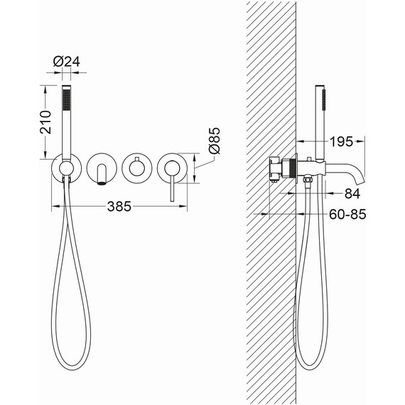 Смеситель для ванны Timo Saona 2314/18YSM, черное золото - фото 2