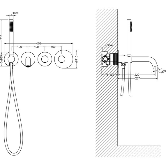Смеситель для ванны с термостатом Timo Saona 2324/00YSM - фото 2