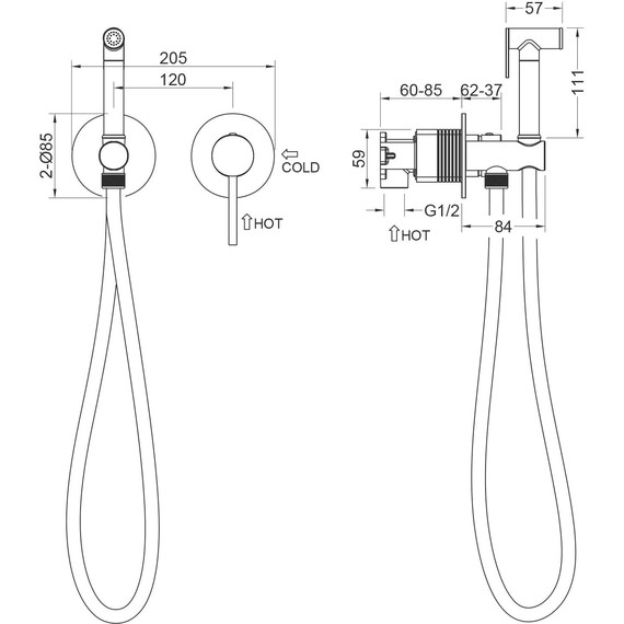 Набор для гигиенического душа Timo Saona 2339/03SM, черный матовый - фото 2