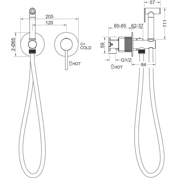 Набор для гигиенического душа Timo Saona 2339/17SM, золото матовое - фото 2