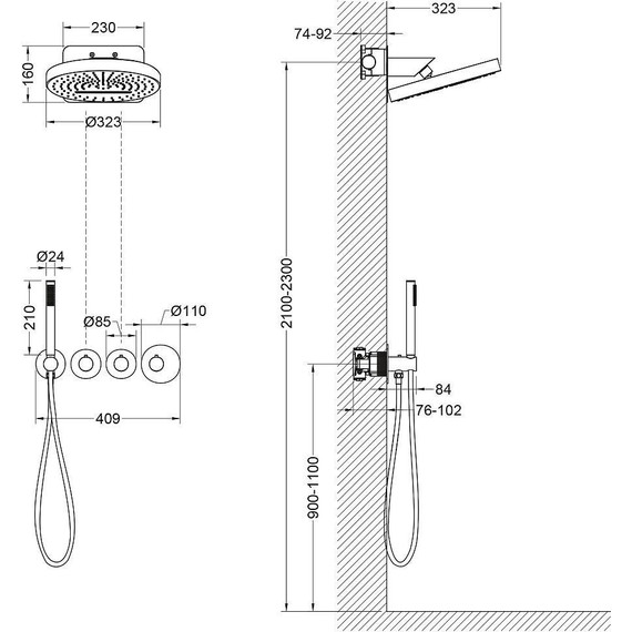 Душевая система для душа с термостатом Timo Saona SX-2329/03SM, черный матовый - фото 2