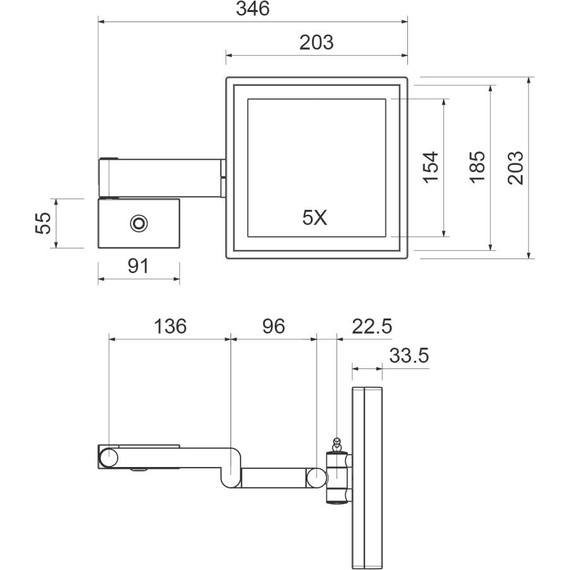 Зеркало косметическое настенное Timo Selene 14076/03, черный - фото 2