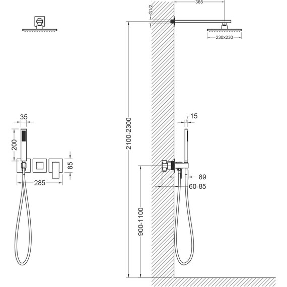 Душевая система для душа Timo Selene SX-2169/03SM, черный - фото 2