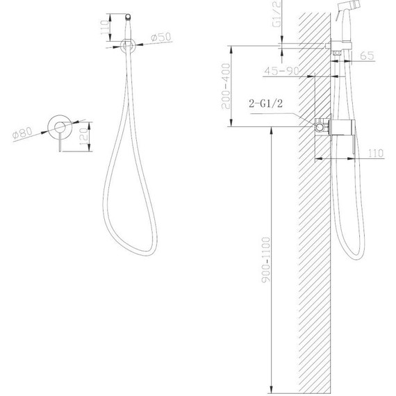 Набор для гигиенического душа Abber Emotion AF8825G, золото матовое - фото 4