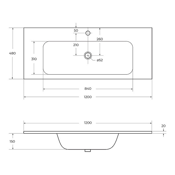 Тумба подвесная с раковиной Cezares ECO-1200-2C-SO-GR-P 120 см, Grafito - фото 12