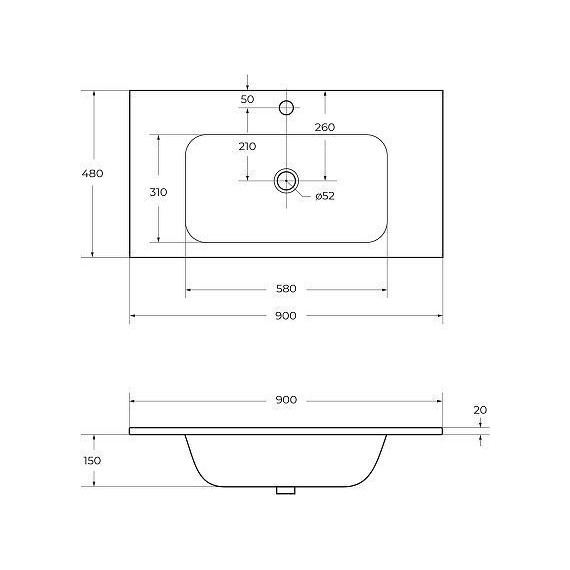 Тумба подвесная с раковиной Cezares ECO-900-2C-SO-GR-P 90 см, Grafito - фото 12