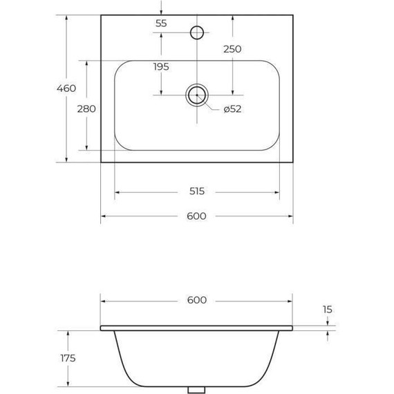 Тумба подвесная с раковиной Cezares ECO-CER-600-2C-SO-GR-P 60 см, Grafito - фото 12