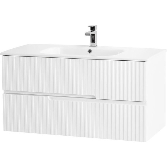 Тумба подвесная с раковиной Cezares DUET-1000-2C-SO-BL 100 см, Bianco Lucido - фото 3