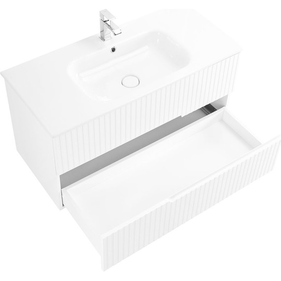 Тумба подвесная с раковиной Cezares DUET-1000-2C-SO-BL 100 см, Bianco Lucido - фото 4