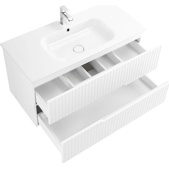 Тумба подвесная с раковиной Cezares DUET-1000-2C-SO-BL 100 см, Bianco Lucido - фото 7