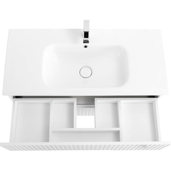 Тумба подвесная с раковиной Cezares DUET-1000-2C-SO-BL 100 см, Bianco Lucido - фото 9