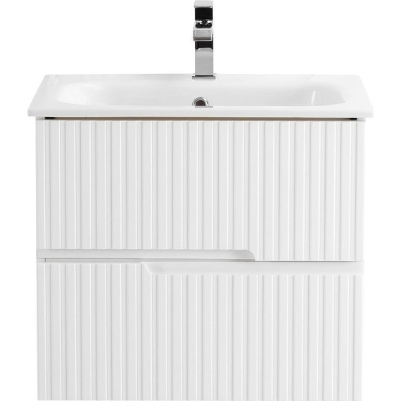 Тумба подвесная с раковиной Cezares DUET-600-2C-SO-BL 60 см, Bianco Lucido - фото 