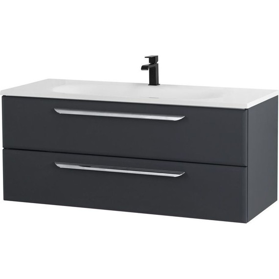 Тумба подвесная с раковиной Cezares ECO-1200-2C-SO-GR-P 120 см, Grafito - фото 2