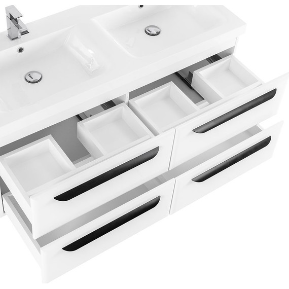 Тумба подвесная с раковиной Cezares ECO-1200-4C-SO-2-BL 120 см, Bianco Lucido - фото 3