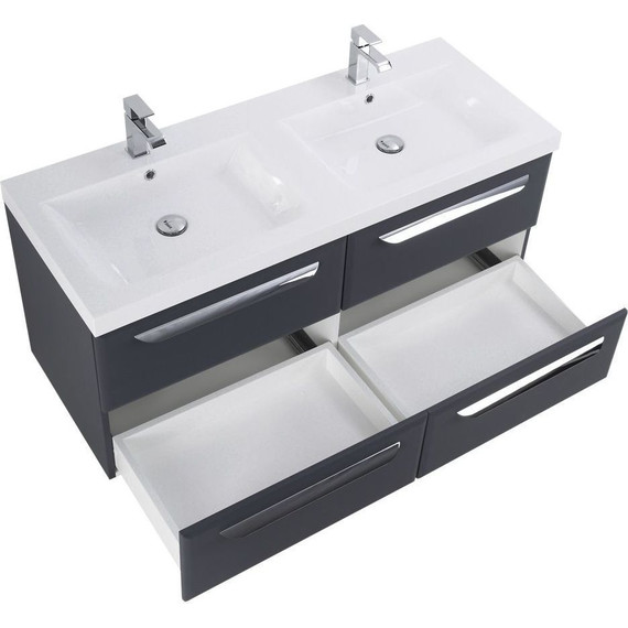 Тумба подвесная с раковиной Cezares ECO-1200-4C-SO-2-GR-P 120 см, Grafito - фото 4