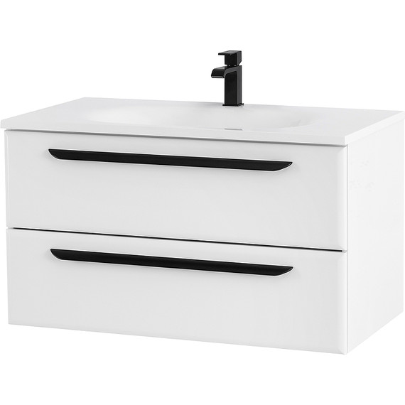 Тумба подвесная с раковиной Cezares ECO-750-2C-SO-BL 75 см, Bianco Lucido - фото 2