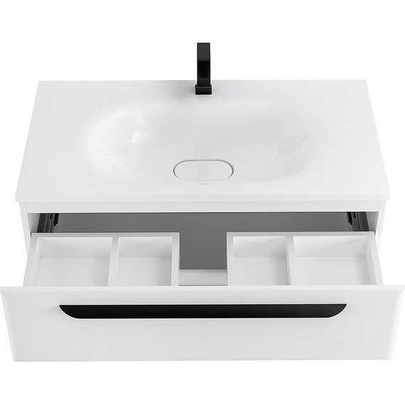 Тумба подвесная с раковиной Cezares ECO-750-2C-SO-BL 75 см, Bianco Lucido - фото 4