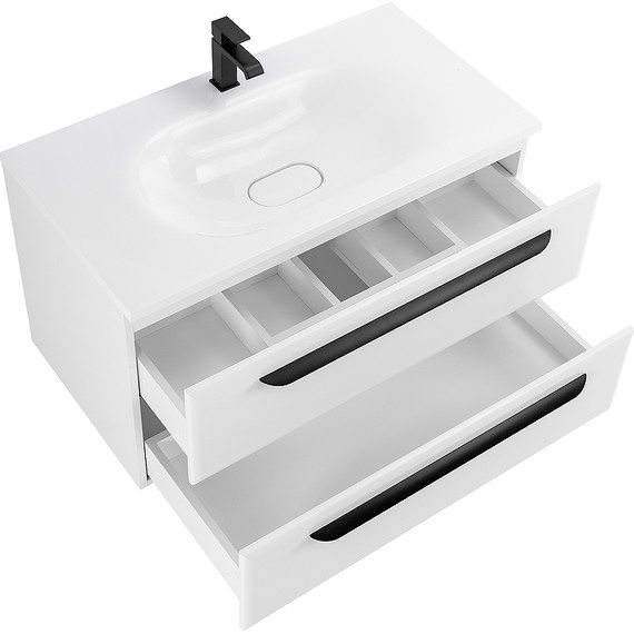 Тумба подвесная с раковиной Cezares ECO-750-2C-SO-BL 75 см, Bianco Lucido - фото 5