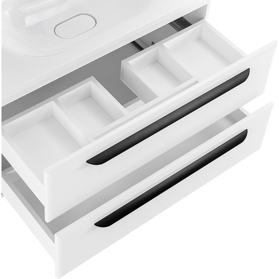 Тумба подвесная с раковиной Cezares ECO-750-2C-SO-BL 75 см, Bianco Lucido - фото 6