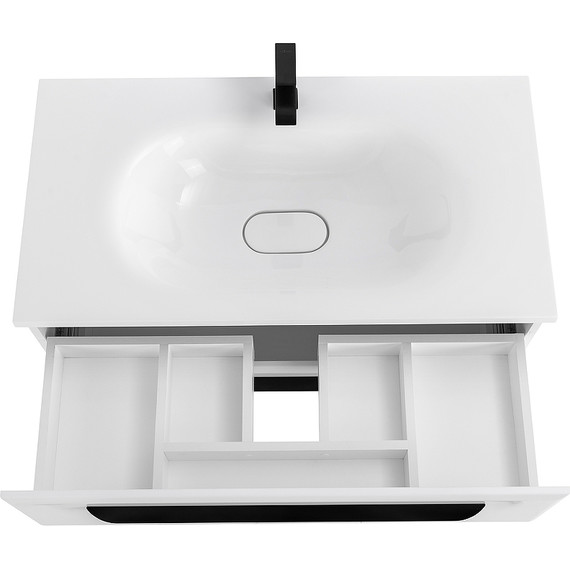 Тумба подвесная с раковиной Cezares ECO-750-2C-SO-BL 75 см, Bianco Lucido - фото 7