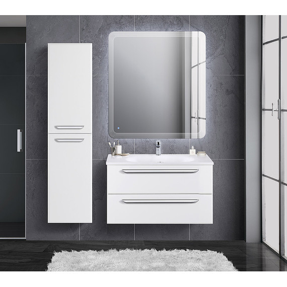 Тумба подвесная с раковиной Cezares ECO-750-2C-SO-BL 75 см, Bianco Lucido - фото 9