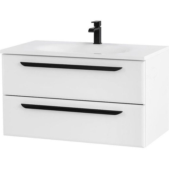 Тумба подвесная с раковиной Cezares ECO-750-2C-SO-BO 75 см, Bianco Opaco - фото 2