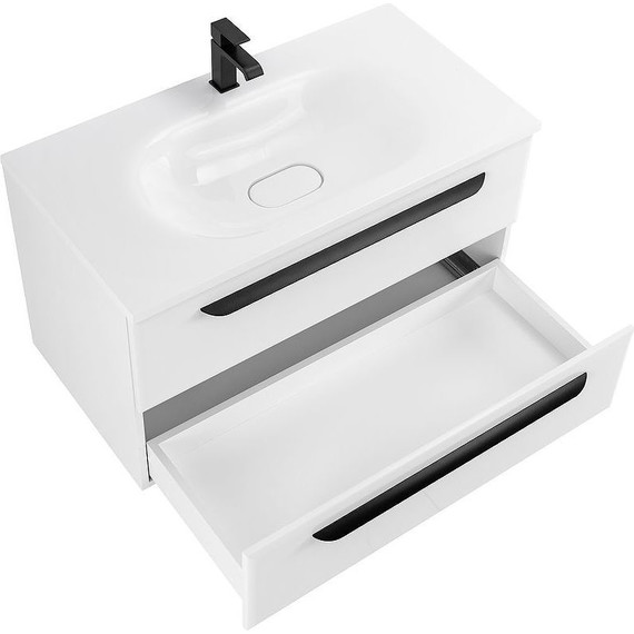 Тумба подвесная с раковиной Cezares ECO-750-2C-SO-BO 75 см, Bianco Opaco - фото 3