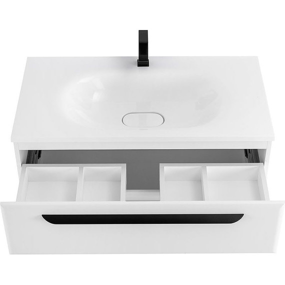 Тумба подвесная с раковиной Cezares ECO-750-2C-SO-BO 75 см, Bianco Opaco - фото 4