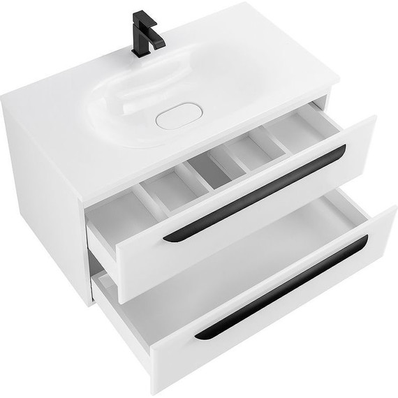 Тумба подвесная с раковиной Cezares ECO-750-2C-SO-BO 75 см, Bianco Opaco - фото 5