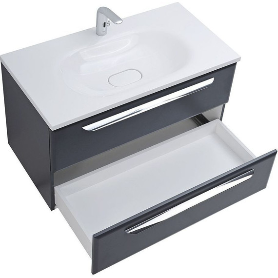 Тумба подвесная с раковиной Cezares ECO-750-2C-SO-GR-P 75 см, Grafito - фото 3