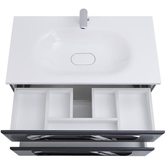 Тумба подвесная с раковиной Cezares ECO-750-2C-SO-GR-P 75 см, Grafito - фото 4