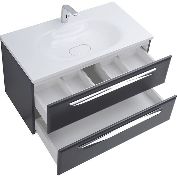 Тумба подвесная с раковиной Cezares ECO-750-2C-SO-GR-P 75 см, Grafito - фото 5