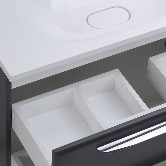 Тумба подвесная с раковиной Cezares ECO-750-2C-SO-GR-P 75 см, Grafito - фото 7