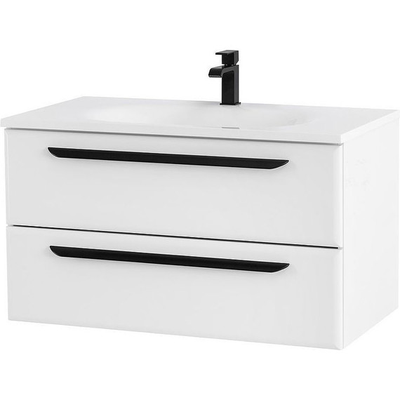 Тумба подвесная с раковиной Cezares ECO-900-2C-SO-BL 90 см, Bianco Lucido - фото 2