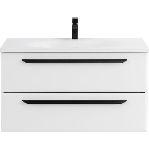 Тумба подвесная с раковиной Cezares ECO-900-2C-SO-BL 90 см, Bianco Lucido - фото 