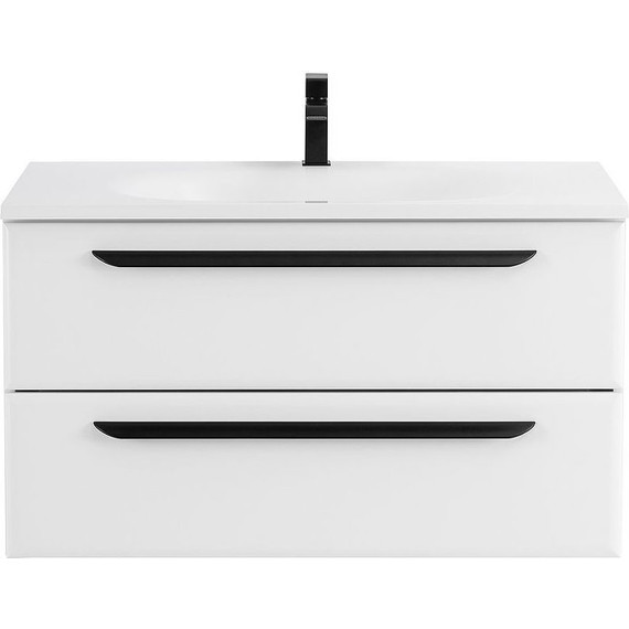 Тумба подвесная с раковиной Cezares ECO-900-2C-SO-BO 90 см, Bianco Opaco - фото 