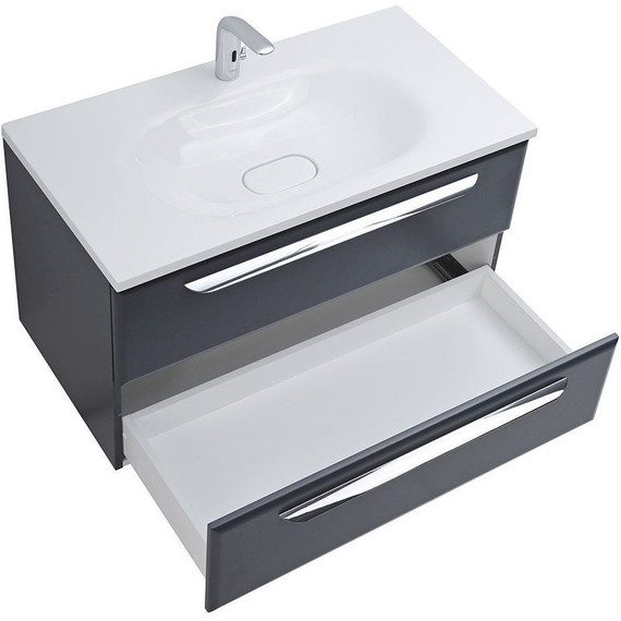 Тумба подвесная с раковиной Cezares ECO-900-2C-SO-GR-P 90 см, Grafito - фото 3