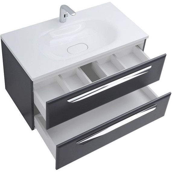 Тумба подвесная с раковиной Cezares ECO-900-2C-SO-GR-P 90 см, Grafito - фото 5