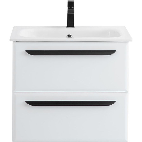 Тумба подвесная с раковиной Cezares ECO-CER-600-2C-SO-BL 60 см, Bianco Lucido - фото 