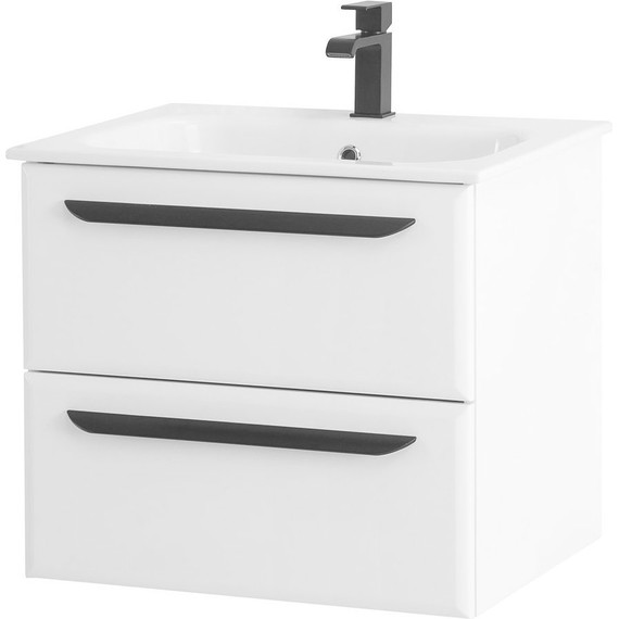 Тумба подвесная с раковиной Cezares ECO-CER-600-2C-SO-BL 60 см, Bianco Lucido - фото 3