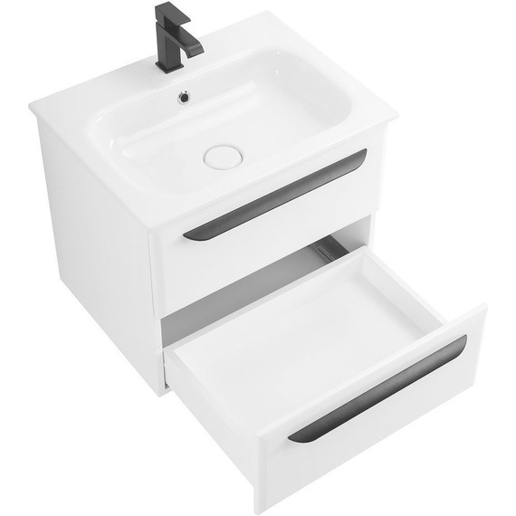 Тумба подвесная с раковиной Cezares ECO-CER-600-2C-SO-BO 60 см, Bianco Opaco - фото 3