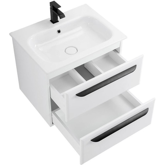 Тумба подвесная с раковиной Cezares ECO-CER-600-2C-SO-BO 60 см, Bianco Opaco - фото 5